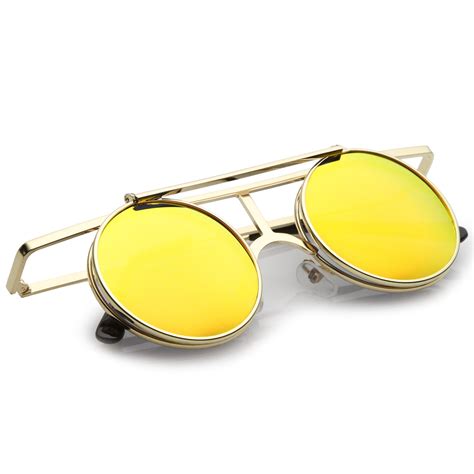 flip up round steampunk sunglasses